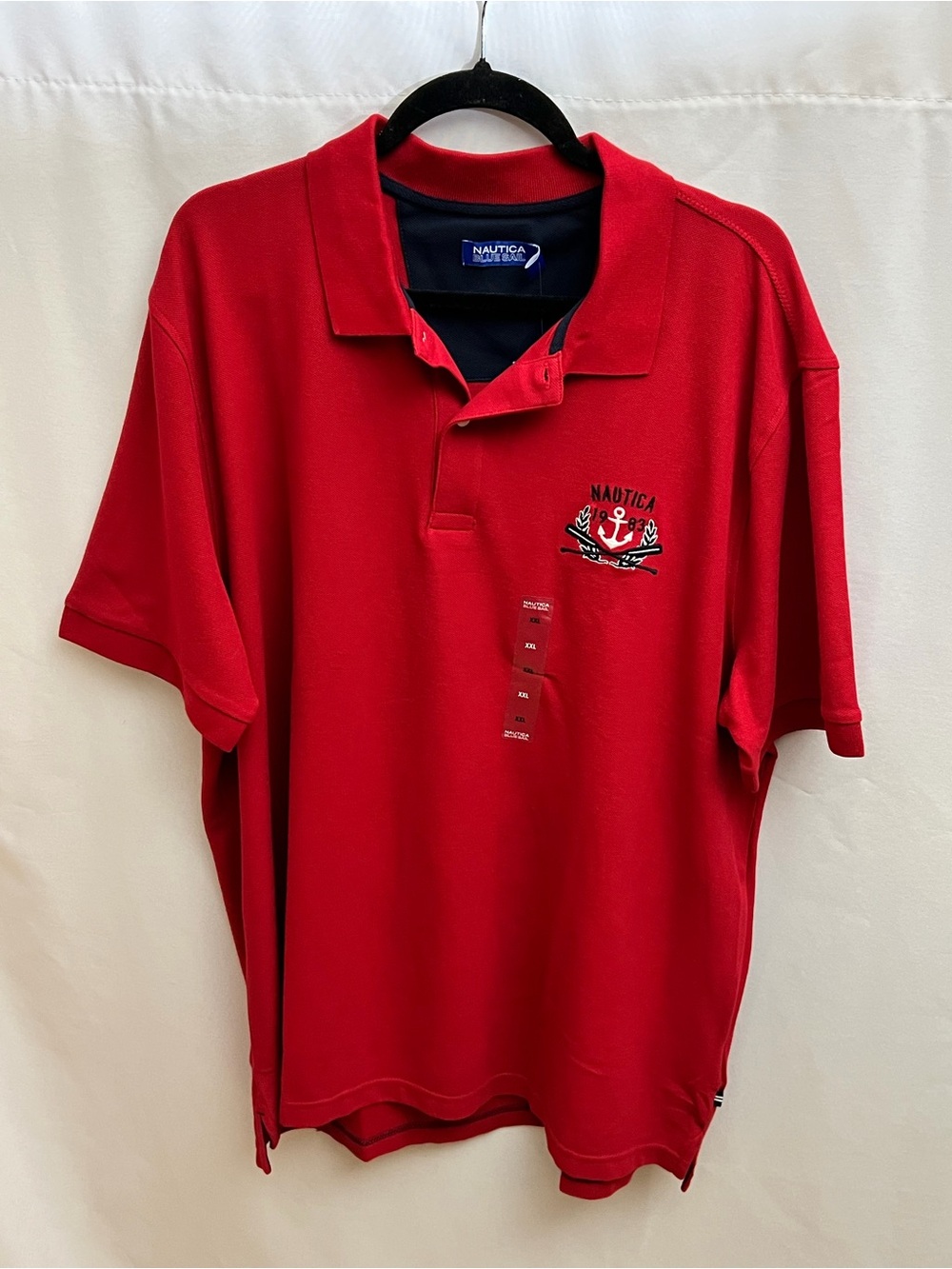 NWT Nautica Blue Sail Men’s Red Polo Shirt XXL Anchor Logo Macy’s $59.50